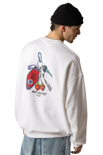 Kaotiko What's Your Key Organic Cotton Sweatshirt White