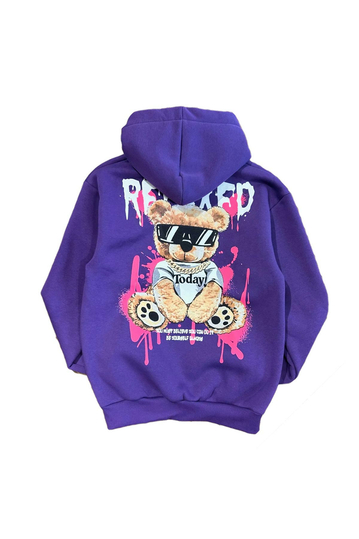 Unisex Hoodie Teddy Bear Relaxed Purple