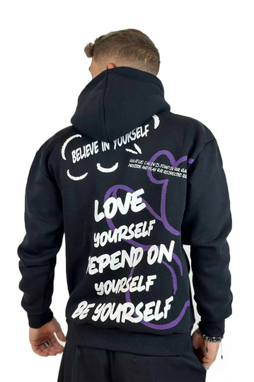 Teddy Bear Love Yourself Hoodie Black