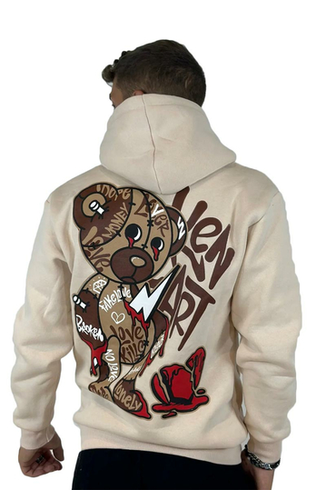 Teddy Bear Broken Heart Hoodie Beige