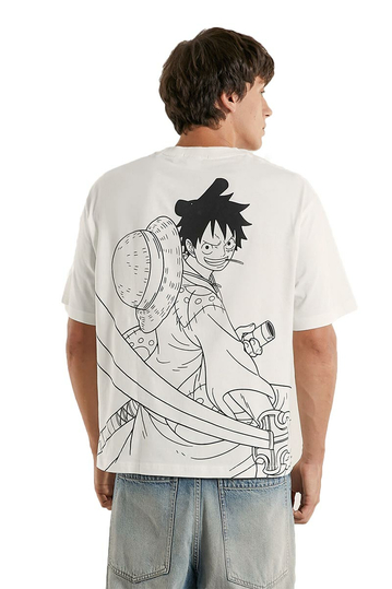 Alcott Boxy Fit T-shirt One Piece Luffy White