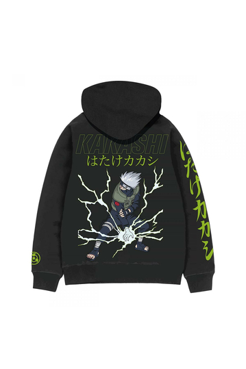 Cotton Division Unisex Hoodie Naruto - Kakashi Attack Black