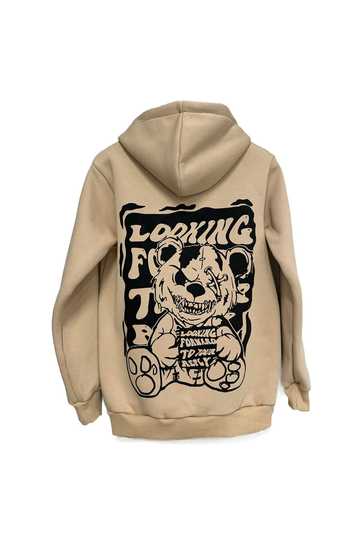 Teddybear Hoodie Looking Forward To Your Reply Beige