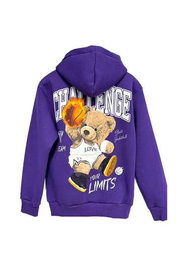 Teddy Bear Hoodie Teddy Bear Challenge Your Limits Purple