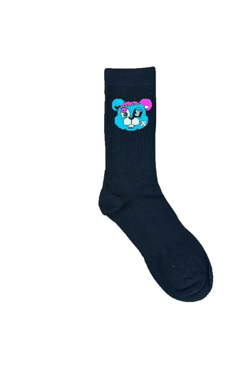 Teddy Bear Blue Head Socks Blue