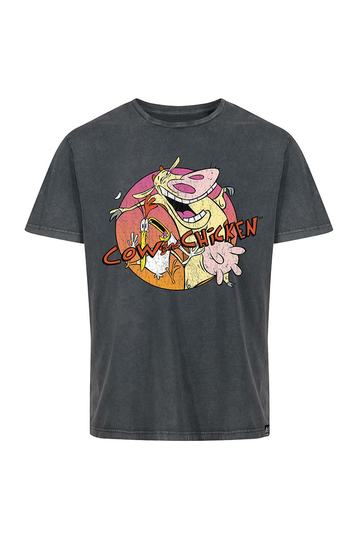 Re:Covered Cow & Chicken Washed Black Relaxed T-shirt