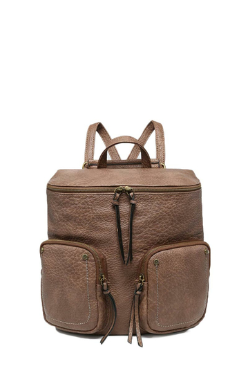 Backpack With Exterior Pockets Taupe