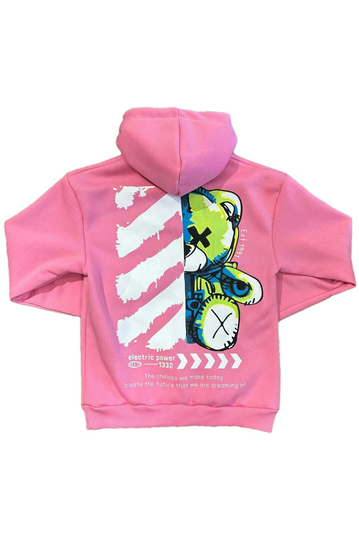 Unisex Hoodie Teddy Bear Electric Power Pink