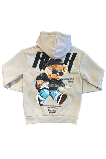 Unisex Hoodie Teddy Bear Rock Ivory