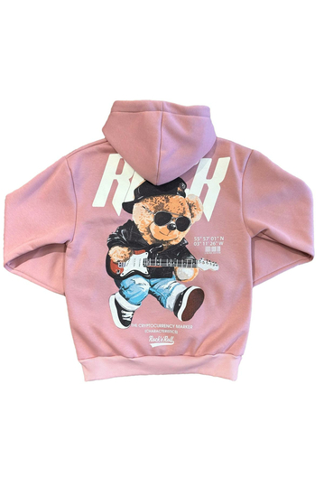 Unisex Hoodie Teddy Bear Rock Pink