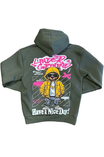 Unisex Hoodie Teddy Bear Have A Nice Day Green