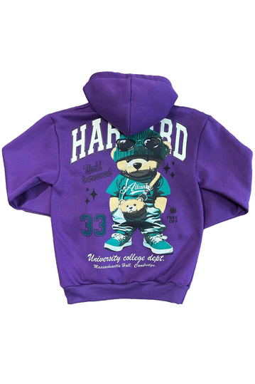 Unisex Hoodie Teddy Bear Harvard Purple