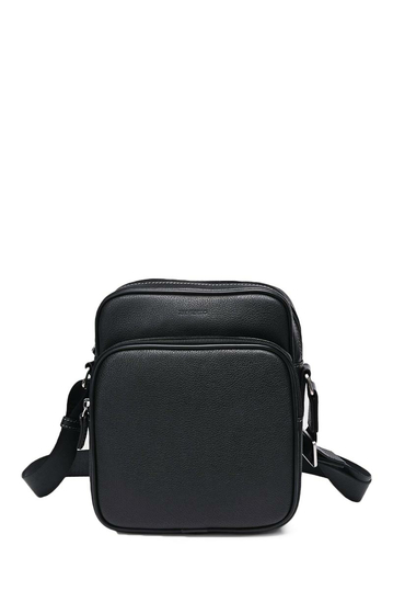 Zevento Crossbody Leather Bag Black