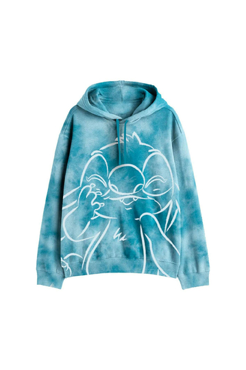 Cotton Division Women's Hoodie Tie Dye Lilo & Stitch Sketch