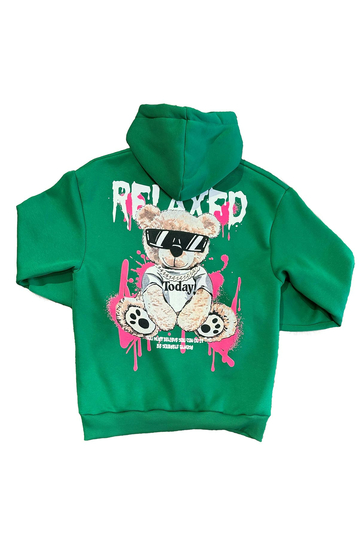 Unisex Hoodie Teddy Bear Relaxed Green