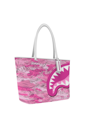 Sprayground Pink Camo Faux Fur Tote