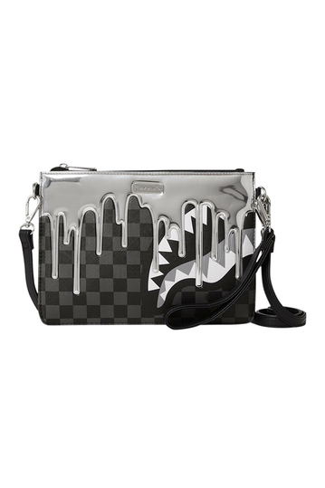 Sprayground Metallic Drip Sharks In Paris Crossover Clutch