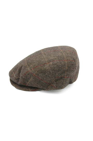 Wool Flat Cap Herringbone Brown