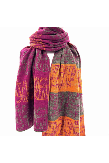 Fuchsia Scarf With Cats