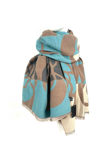 Viscose Scarf Light Blue/Brown