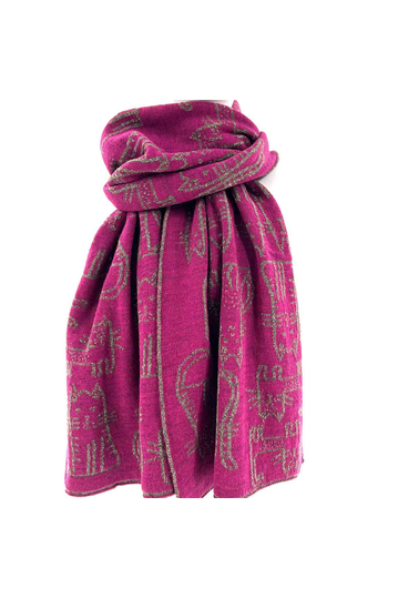 Scarf Fuchsia With Cats