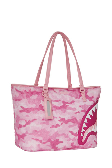 Sprayground Pink Camo Faux Fur Tote