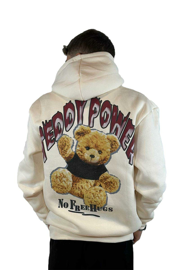 Teddy Bear No Free Hugs Hoodie Beige