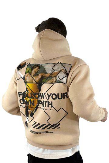 Teddy Bear Follow Your Own Path Hoodie Ivory