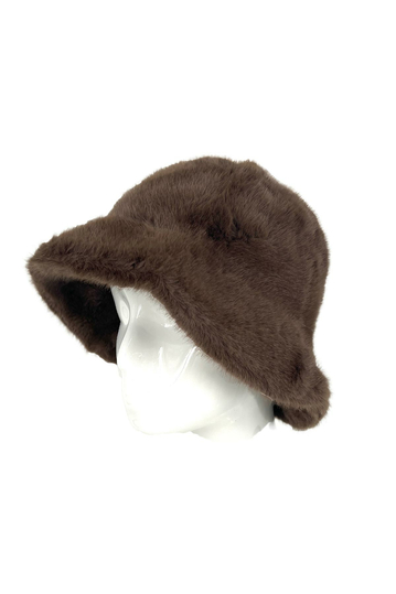 Faux Fur Bucket Hat Brown