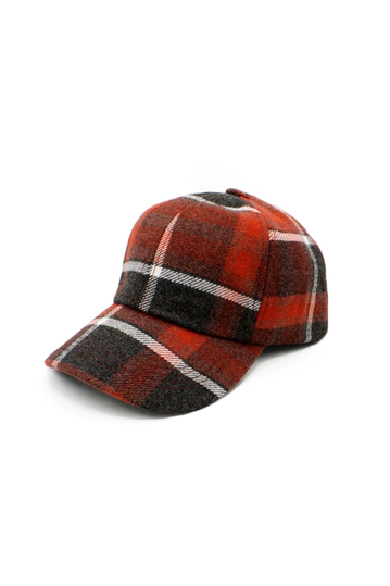 Winter Baseball Cap Red Check