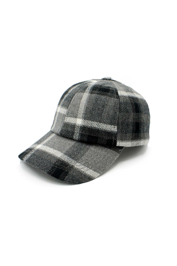 Winter Baseball Cap Black Check