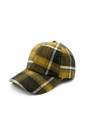 Winter Baseball Cap Mustard Check