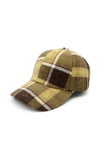 Winter Baseball Cap Beige Check