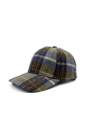 Wool Baseball Cap Checked Brown/Light Blue