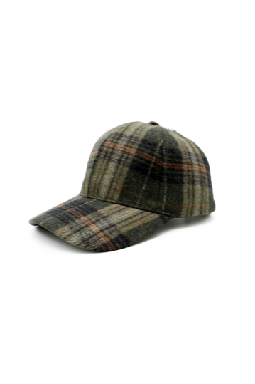 Wool Baseball Cap Checked Olive