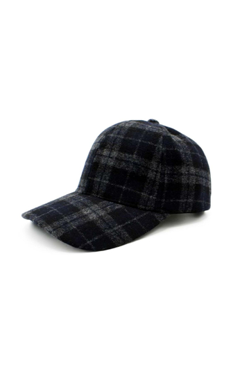 Wool Baseball Cap Checked Blue