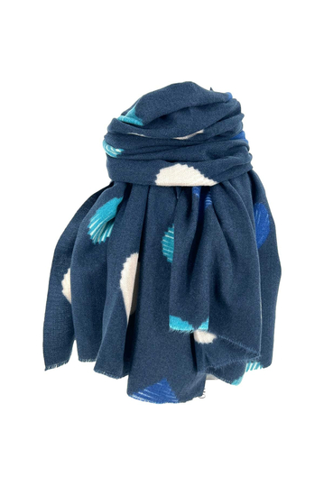 Viscose Scarf Blue With Hearts