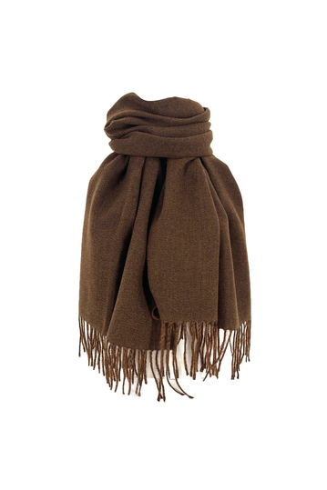 Viscose Scarf Brown With Fringes