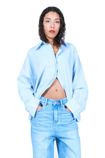 Oversized Shirt Light Blue Cotton/Tencel