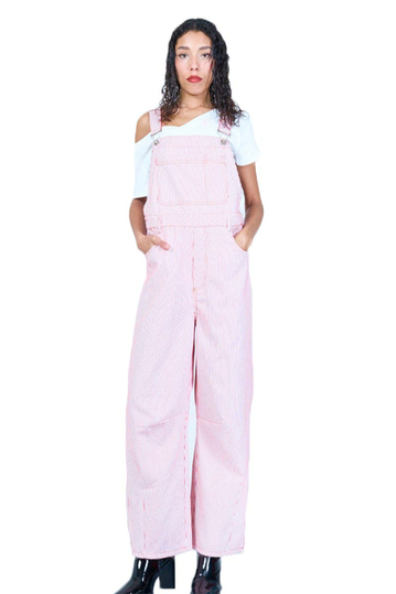 Women's Striped Dungarees White/Red