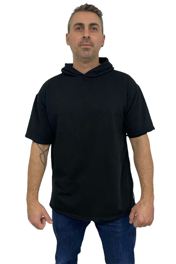 Bigbong Oversize T-shirt με κουκούλα French Terry φούτερ μαύρο