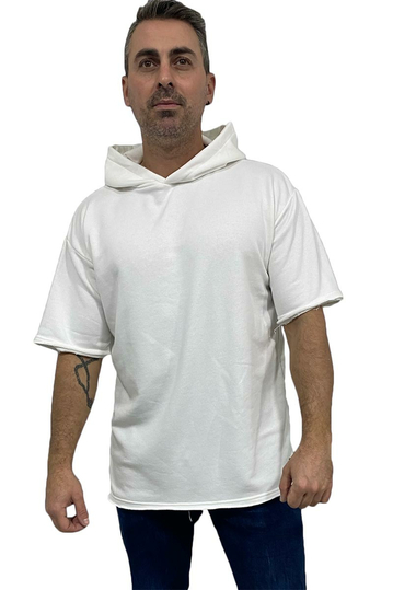 Bigbong Oversize T-shirt με κουκούλα French Terry φούτερ λευκό