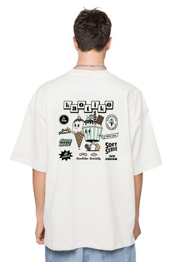 Kaotiko Washed Ice Cream T-shirt White