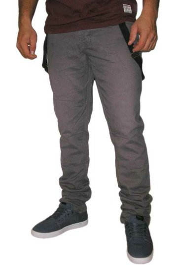 Men's 5-pockets pants with braces in grey-purple