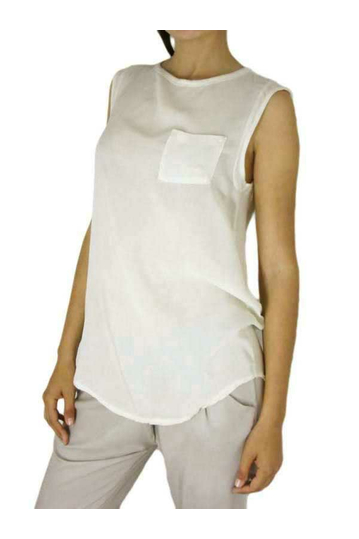 Women's sleeveless long top in sand color