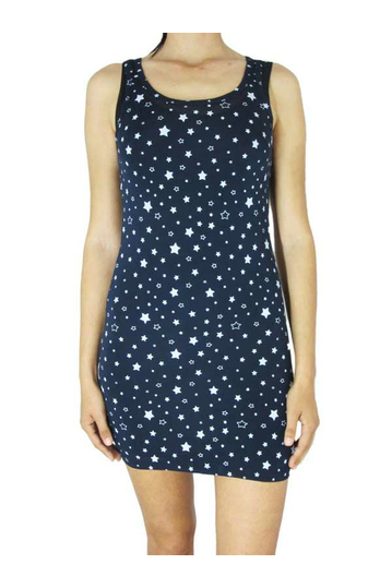 Διάφανο εφαρμοστό μίνι φόρεμα μπλε με αστέρια