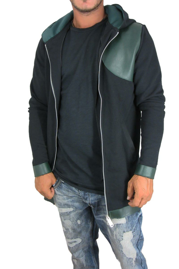 Men's longline zip hoodie Humanism in black