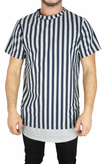 Minimarket longline striped t-shirt grey-navy