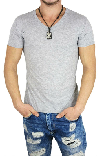 Men's V-neck t-shirt in grey marl