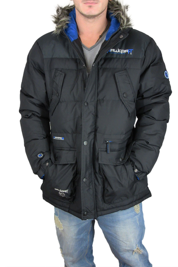 Men's padded jacket black with hood